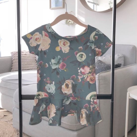 New Organic Peplum Floral Toddler Top Canadian Small Shop Handmade - Picture 4 of 5